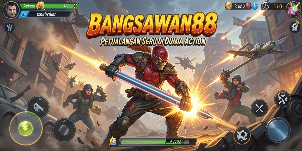 Antarmuka menarik game Action yang mendebarkan.