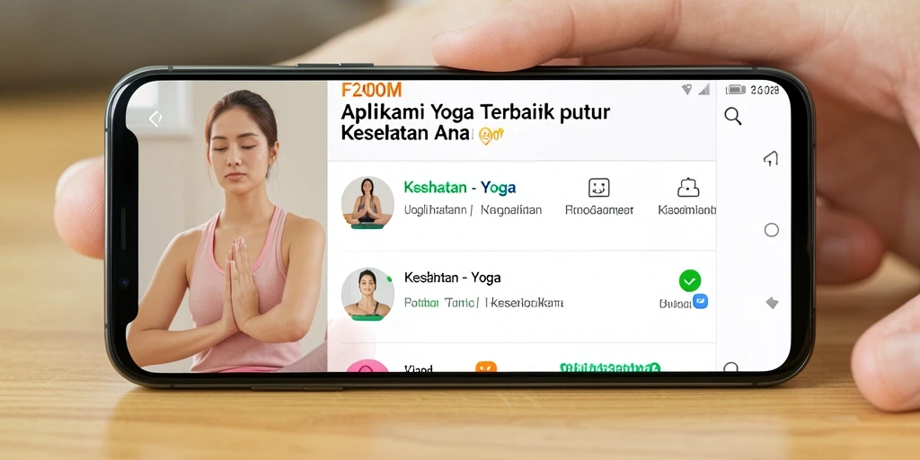 Antarmuka pengguna F200M menampilkan sesi yoga yang mudah diakses dan informatif.