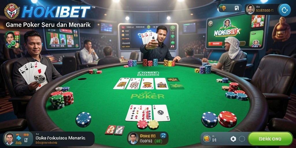Antarmuka permainan poker di HOKIBET yang menarik dan sederhana.