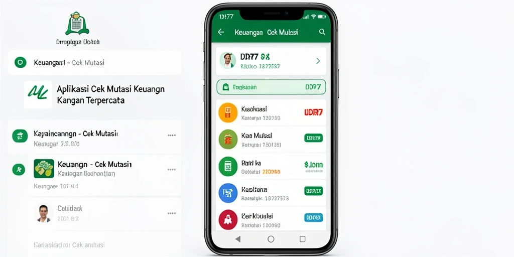 Antarmuka aplikasi IDR77 yang menunjukkan mutasi keuangan.