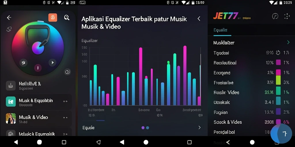 Antarmuka JET77 dengan pengaturan Equalizer yang mudah diakses.